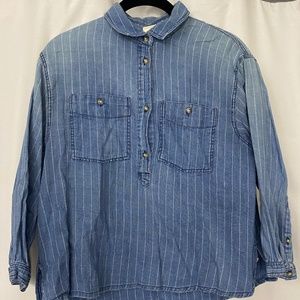 Denim Pinstripe Blouse